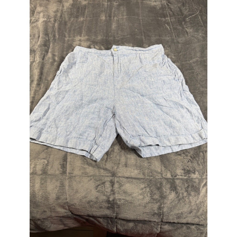 Tahari ESSENTIALS Linen Shorts Womens‎ Size L Blue Casual Summer